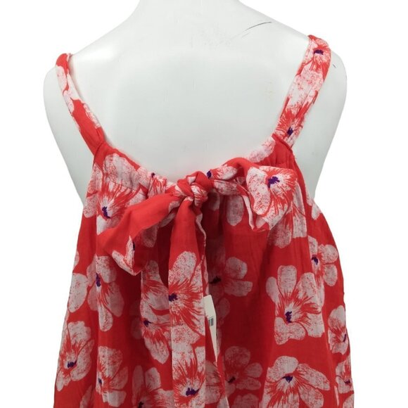 By Anthropologie Gauze Bubble Hem Mini Dress Size S Orange Floral Pockets - Picture 11 of 14